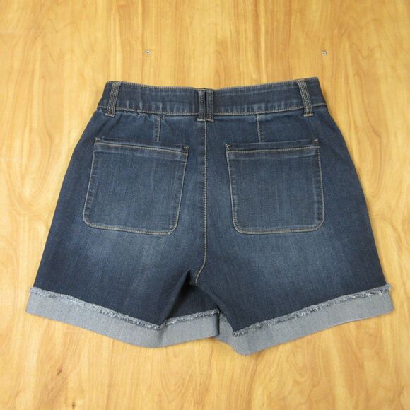 DEMOCRACY Ab Technology High Rise Jean Short 6 Utility Patch Pockets Denim Jorts - Picture 10 of 13